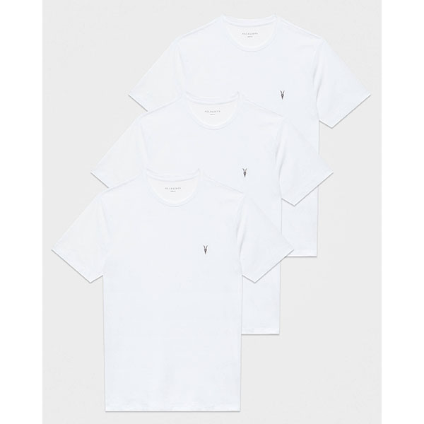Allsaints Australia Mens Brace Brushed Cotton 3 Packs T-Shirt White AU31-354